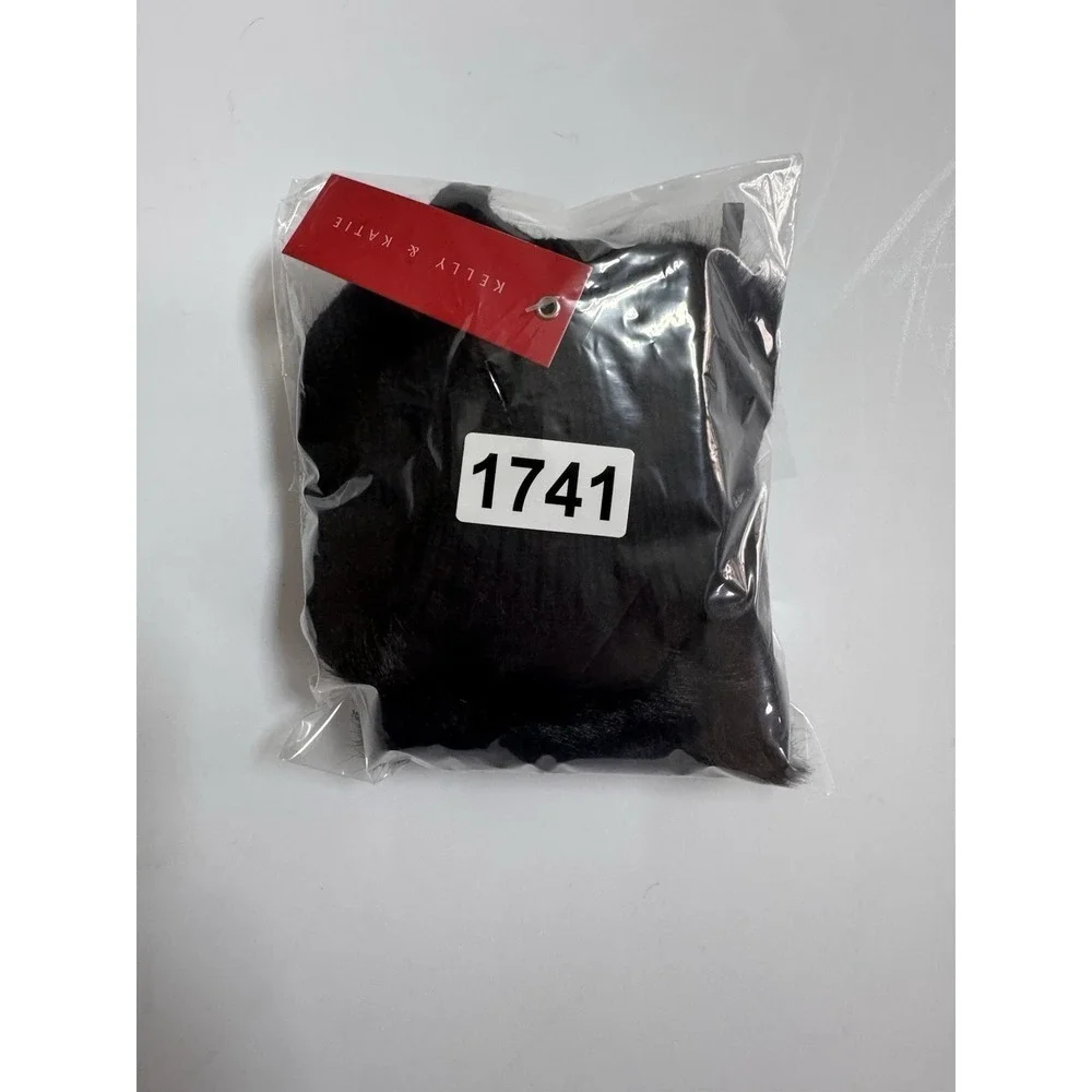 NWT Kelly & Katie Textured Tech Touch Screen Mittens Black Fuzzy Warm One Size